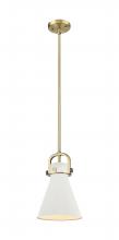 Innovations Lighting 410-1SS-BB-M411-8W - Newton Cone - 1 Light - 8 inch - Brushed Brass - Mini Pendant