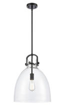 Innovations Lighting 412-1S-BK-14CL - Newton Bell - 1 Light - 14 inch - Matte Black - Cord hung - Pendant