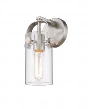 Innovations Lighting 423-1W-SN-4CL-LED - Pilaster - 1 Light - 7 inch long Glass - Brushed Satin Nickel - Sconce