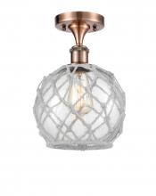 Innovations Lighting 516-1C-AC-G122-8RW-LED - Farmhouse Rope - 1 Light - 8 inch - Antique Copper - Semi-Flush Mount