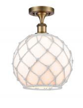 Innovations Lighting 516-1C-BB-G121-10RW-LED - Farmhouse Rope - 1 Light - 10 inch - Brushed Brass - Semi-Flush Mount