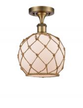 Innovations Lighting 516-1C-BB-G121-8RB-LED - Farmhouse Rope - 1 Light - 8 inch - Brushed Brass - Semi-Flush Mount