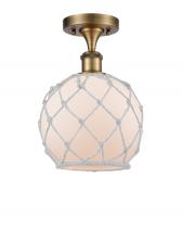 Innovations Lighting 516-1C-BB-G121-8RW-LED - Farmhouse Rope - 1 Light - 8 inch - Brushed Brass - Semi-Flush Mount