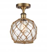 Innovations Lighting 516-1C-BB-G122-8RB-LED - Farmhouse Rope - 1 Light - 8 inch - Brushed Brass - Semi-Flush Mount