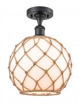 Innovations Lighting 516-1C-BK-G121-10RB-LED - Farmhouse Rope - 1 Light - 10 inch - Matte Black - Semi-Flush Mount