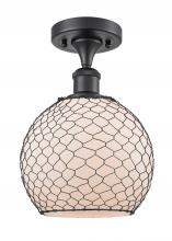 Innovations Lighting 516-1C-BK-G121-8CBK-LED - Farmhouse Chicken Wire - 1 Light - 8 inch - Matte Black - Semi-Flush Mount