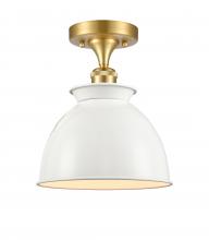 Innovations Lighting 516-1C-SG-M14-W-LED - Adirondack - 1 Light - 8 inch - Satin Gold - Semi-Flush Mount