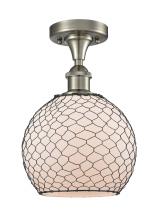 Innovations Lighting 516-1C-SN-G121-8CBK-LED - Farmhouse Chicken Wire - 1 Light - 8 inch - Brushed Satin Nickel - Semi-Flush Mount