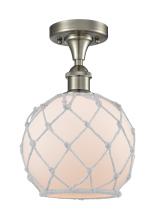 Innovations Lighting 516-1C-SN-G121-8RW-LED - Farmhouse Rope - 1 Light - 8 inch - Brushed Satin Nickel - Semi-Flush Mount