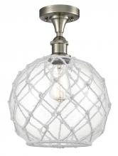 Innovations Lighting 516-1C-SN-G122-10RW - Farmhouse Rope - 1 Light - 10 inch - Brushed Satin Nickel - Semi-Flush Mount