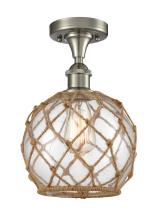 Innovations Lighting 516-1C-SN-G122-8RB-LED - Farmhouse Rope - 1 Light - 8 inch - Brushed Satin Nickel - Semi-Flush Mount