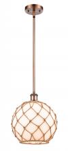 Innovations Lighting 516-1S-AC-G121-10RB-LED - Farmhouse Rope - 1 Light - 10 inch - Antique Copper - Mini Pendant