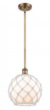 Innovations Lighting 516-1S-BB-G121-10RW-LED - Farmhouse Rope - 1 Light - 10 inch - Brushed Brass - Mini Pendant