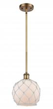 Innovations Lighting 516-1S-BB-G121-8RW-LED - Farmhouse Rope - 1 Light - 8 inch - Brushed Brass - Mini Pendant