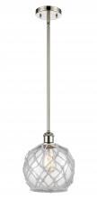 Innovations Lighting 516-1S-PN-G122-8RW-LED - Farmhouse Rope - 1 Light - 8 inch - Polished Nickel - Mini Pendant