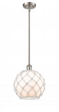 Innovations Lighting 516-1S-SN-G121-10RW-LED - Farmhouse Rope - 1 Light - 10 inch - Brushed Satin Nickel - Mini Pendant