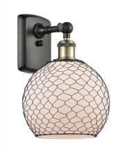 Innovations Lighting 516-1W-BAB-G121-8CBK-LED - Farmhouse Chicken Wire - 1 Light - 8 inch - Black Antique Brass - Sconce