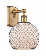 Innovations Lighting 516-1W-BB-G121-8CBK-LED - Farmhouse Chicken Wire - 1 Light - 8 inch - Brushed Brass - Sconce