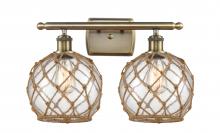 Innovations Lighting 516-2W-AB-G122-8RB-LED - Farmhouse Rope - 2 Light - 18 inch - Antique Brass - Bath Vanity Light