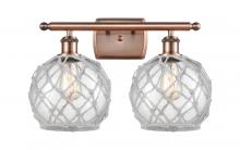 Innovations Lighting 516-2W-AC-G122-8RW-LED - Farmhouse Rope - 2 Light - 18 inch - Antique Copper - Bath Vanity Light