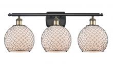 Innovations Lighting 516-3W-BAB-G121-8CBK-LED - Farmhouse Chicken Wire - 3 Light - 28 inch - Black Antique Brass - Bath Vanity Light