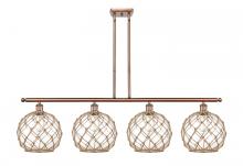 Innovations Lighting 516-4I-AC-G122-10RB-LED - Farmhouse Rope - 4 Light - 48 inch - Antique Copper - Cord hung - Island Light