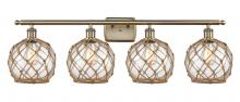 Innovations Lighting 516-4W-AB-G122-8RB-LED - Farmhouse Rope - 4 Light - 38 inch - Antique Brass - Bath Vanity Light