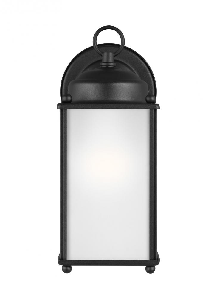 New Castle traditional 1-light LED outdoor exterior large wall lantern sconce in black finish with s