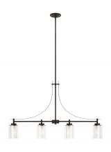 Generation Lighting 6637304EN3-710 - Elmwood Park traditional 4-light LED indoor dimmable linear ceiling chandelier pendant light in bron