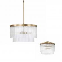 Capital 356231AD - 3-Light Dual Mount Pendant in Aged Brass with Clear Beveled Fluted Glass