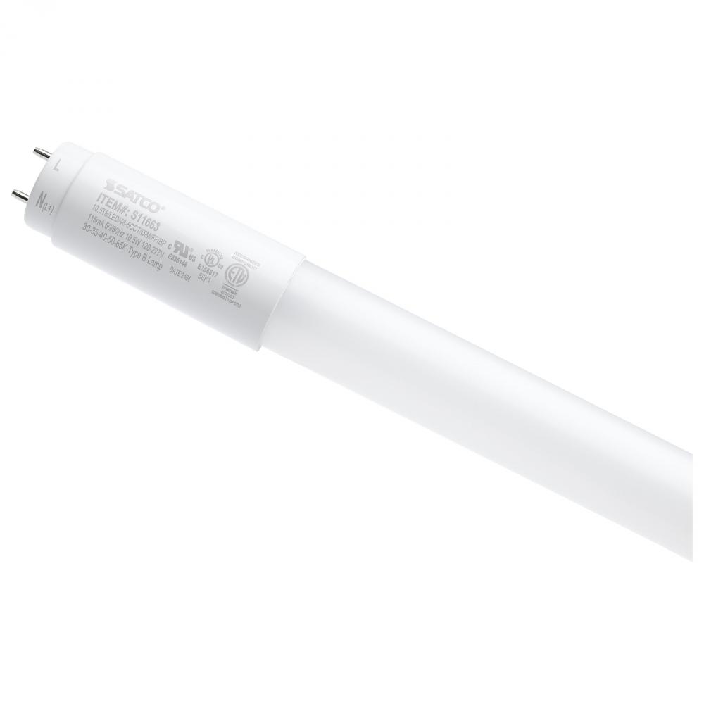 10.5 Watt T8 LED; 48 Inch; 30K/35K/40K/50K/65K CCT Selectable; Medium Bi Pin Base; Type B Ballast