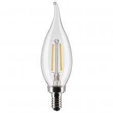 Satco Products Inc. S21839 - 3 Watt CA10 LED; Clear; Candelabra Base; 2700K; 200 Lumens; 120 Volt; 2-Pack