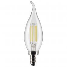 Satco Products Inc. S21840 - 4 Watt CA10 LED; Clear; Candelabra Base; 2700K; 350 Lumens; 120 Volt; 2-Pack