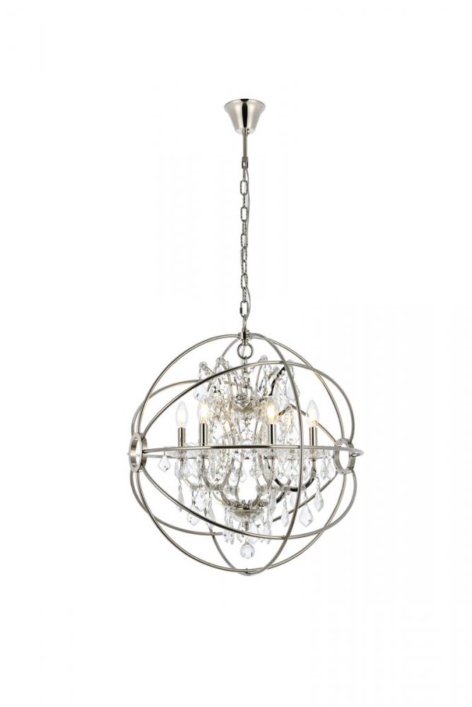 Geneva 6 Light Polished Nickel Chandelier Clear Royal Cut Crystal