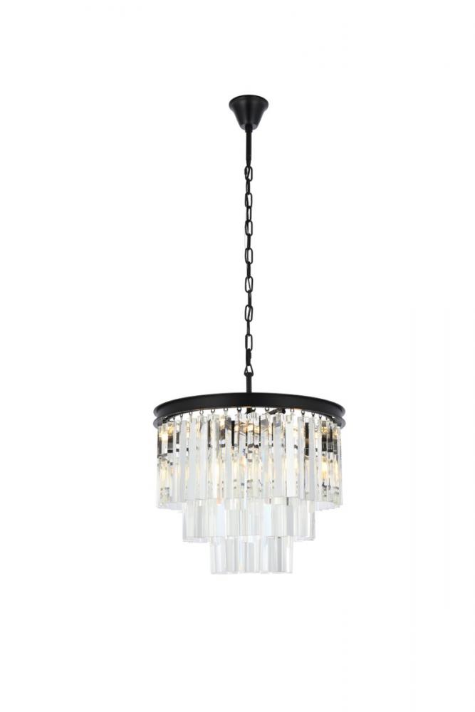 Sydney 9 Light Matte Black Chandelier Clear Royal Cut Crystal