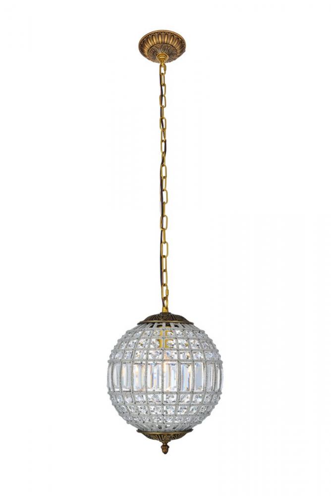 Olivia 1 light French Gold Pendant Clear Royal Cut Crystal