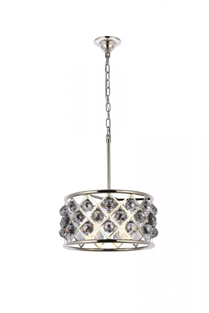 Madison 4 Light Polished Nickel Pendant Silver Shade (Grey) Royal Cut Crystal