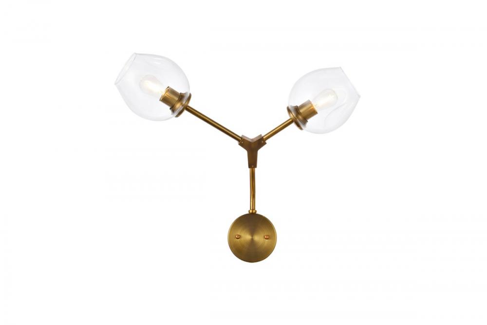 Cavoli 2 Lights Brass Wall Sconce