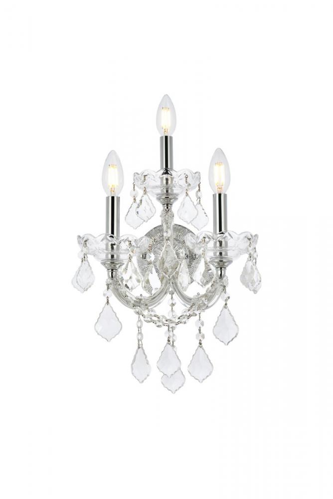 Maria Theresa 3 Light Chrome Wall Sconce Clear Royal Cut Crystal