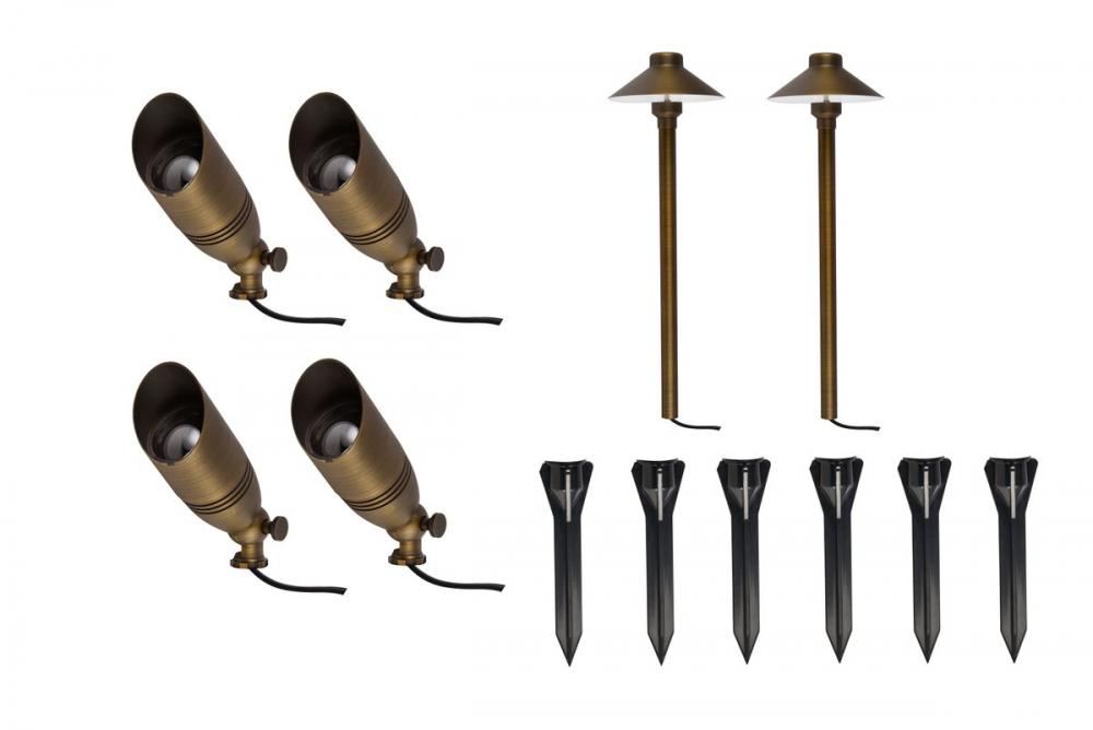 Aera Cast Brass Spot and Path Lighting Pack of 6 Kit 2