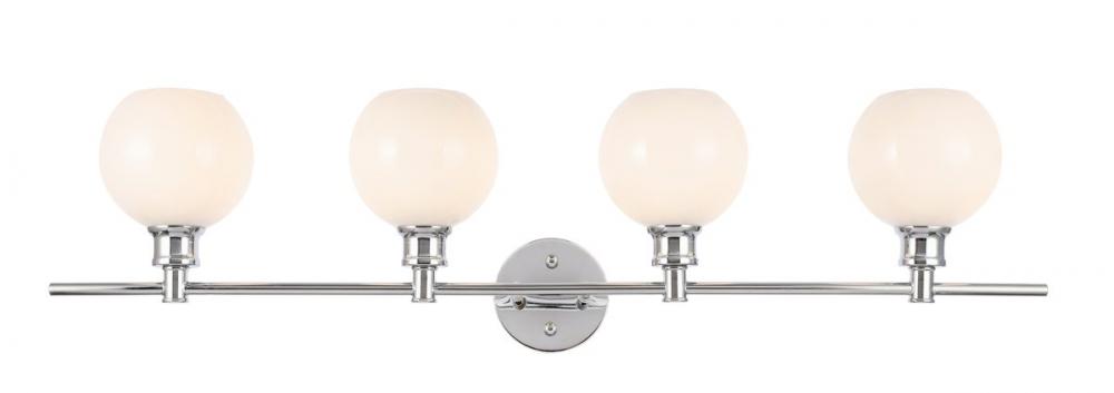 Collier 4 light Chrome and Frosted white glass Wall sconce