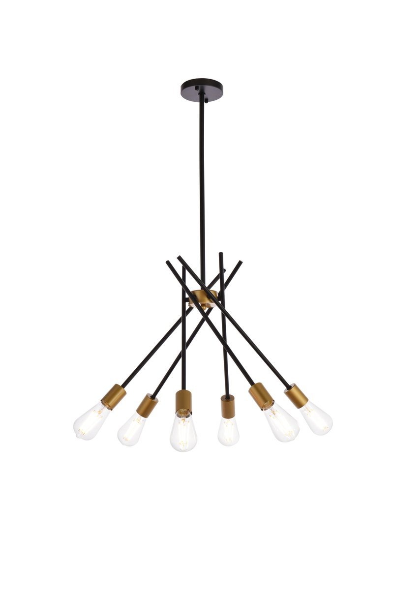 Lucca 23 inch pendant in black and brass