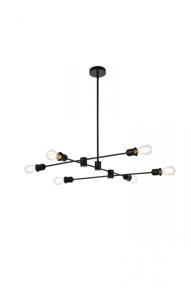 Xavier 6 Lights Pendant in Black