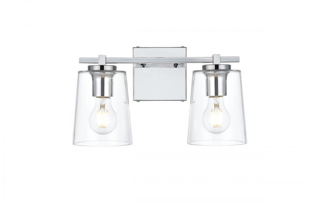 Kacey 2 Light Chrome and Clear Bath Sconce