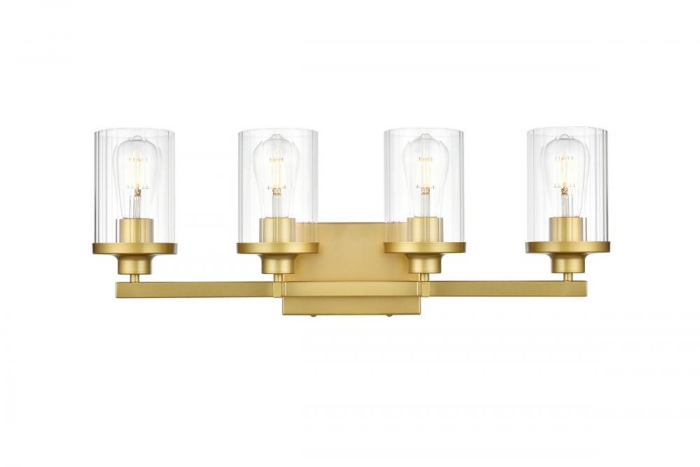 Saanvi 4 Light Brass and Clear Bath Sconce