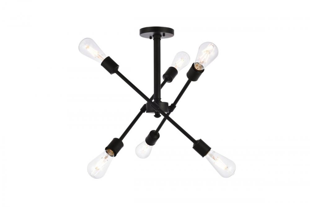 Axel 6 Lights Black Flushmount