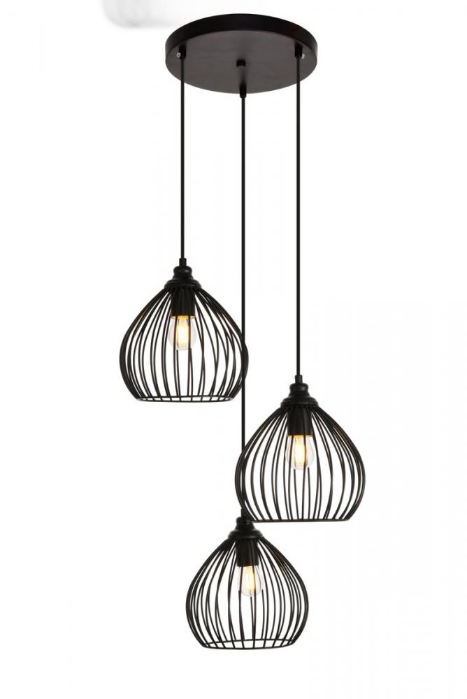 Sayer Collection Pendant D16.0 H23.1 Lt:3 Black Finish