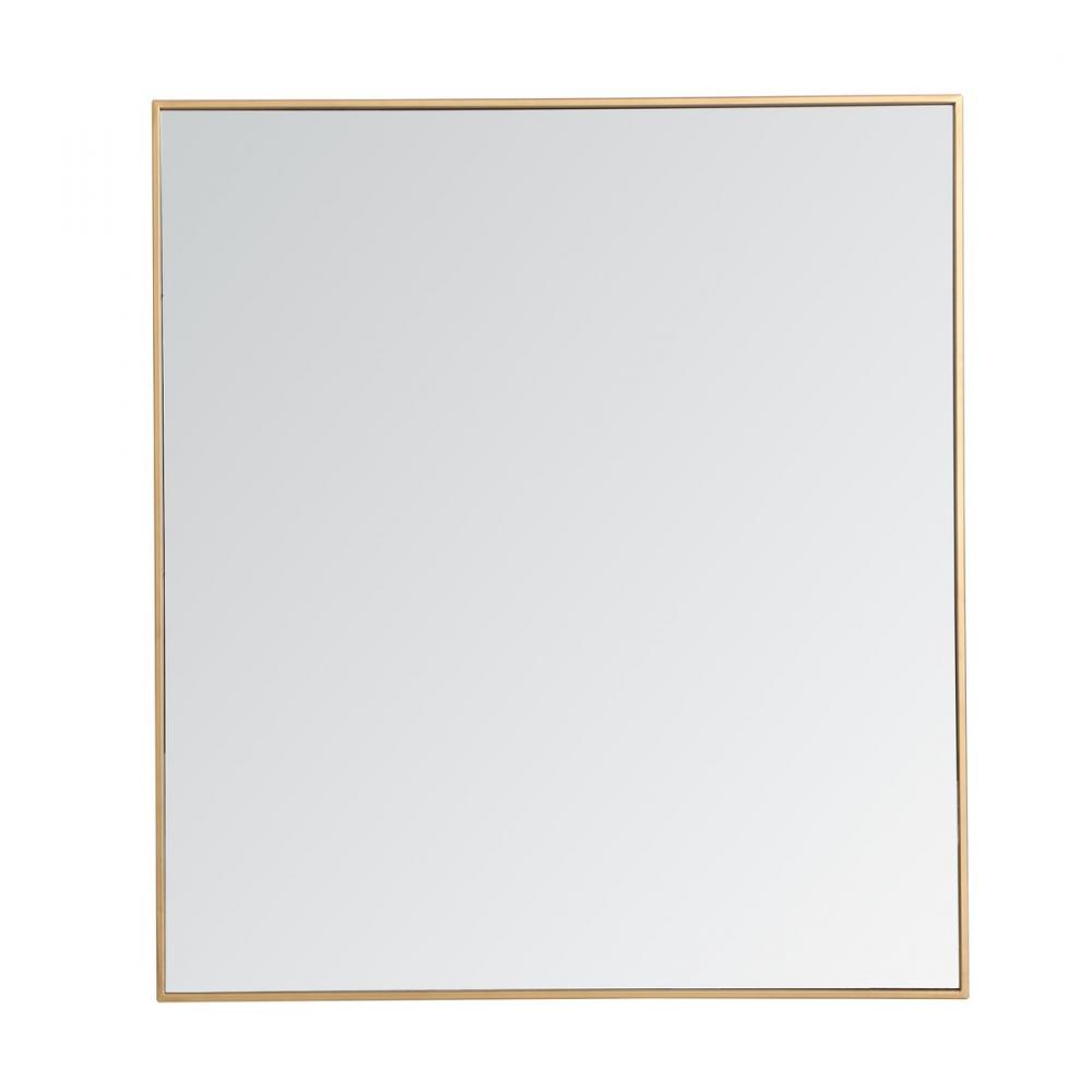 Metal Frame Rectangle Mirror 36 Inch in Brass