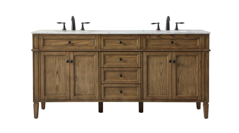 72 Inch Double Bathroom Vanity in Driftwood