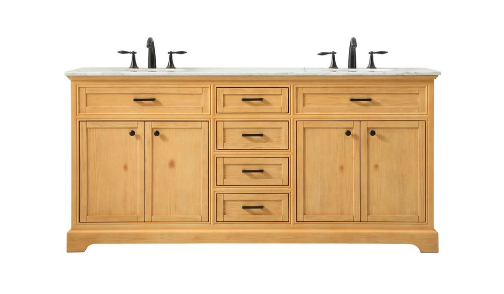 72 Inch Double Bathroom Vanity in Natural Wood